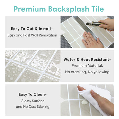 Beige Cream Color Linear Peel and Stick Backsplash Tile