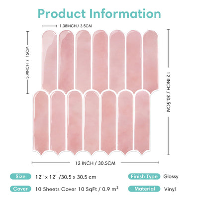 Pink Fish Scale Peel and Stick Backsplash Tile - Thicker Design