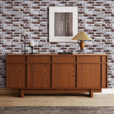 3D Coffee Brown Whitewash Brick Wall Panels Peel and Stick -Large Size