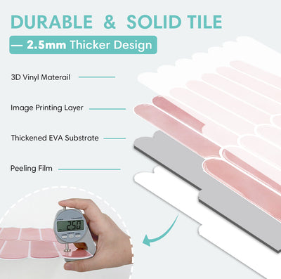 Pink Fish Scale Peel and Stick Backsplash Tile - Thicker Design