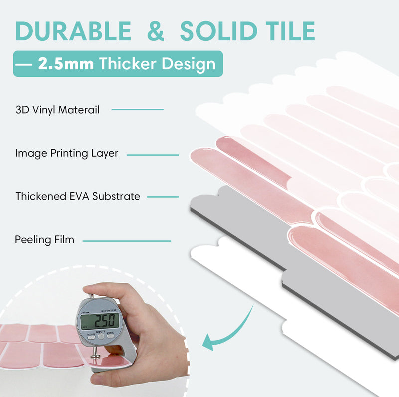 Pink Fish Scale Peel and Stick Backsplash Tile - Thicker Design