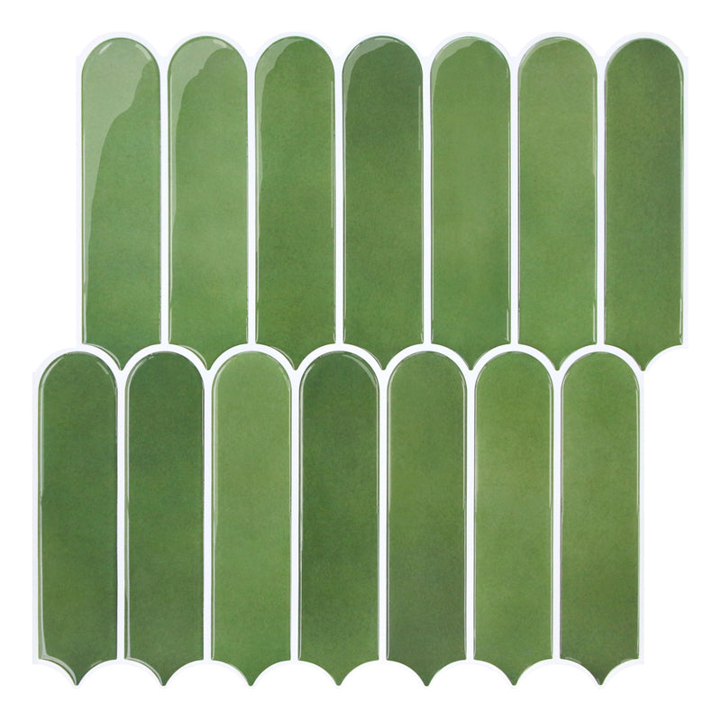 Green Fish Scale Peel and Stick Backsplash Tile - Thicker Design