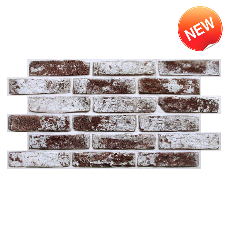 3D Coffee Brown Whitewash Brick Wall Panels Peel and Stick -Large Size