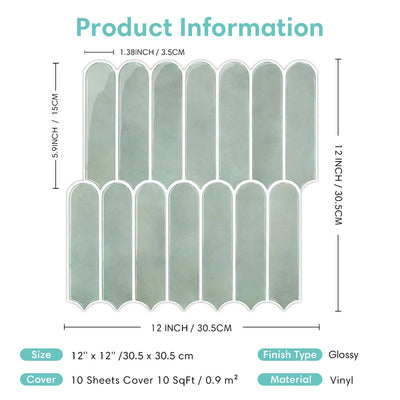 Sea Mist Green Fish Scale Peel and Stick Backsplash Tile - Thicker Design