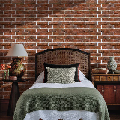 3D Red Brick Wall Panels Peel and Stick -Large Size