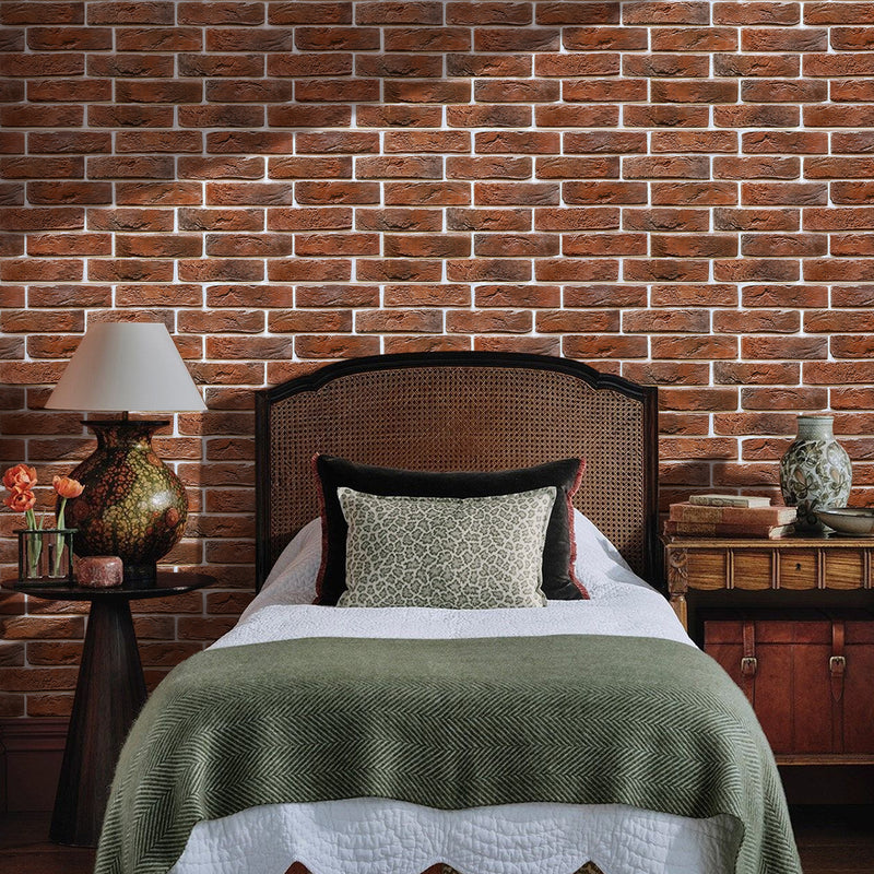 3D Red Brick Wall Panels Peel and Stick -Large Size