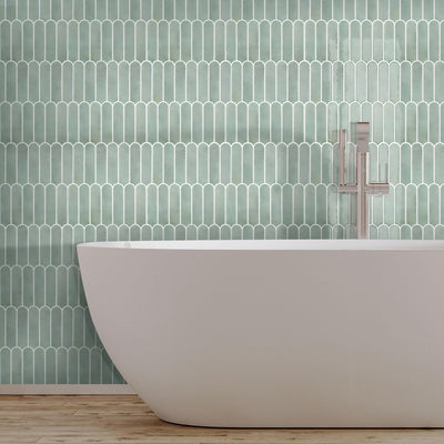 Sea Mist Green Fish Scale Peel and Stick Backsplash Tile - Thicker Design