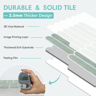 Sea Mist Green Fish Scale Peel and Stick Backsplash Tile - Thicker Design