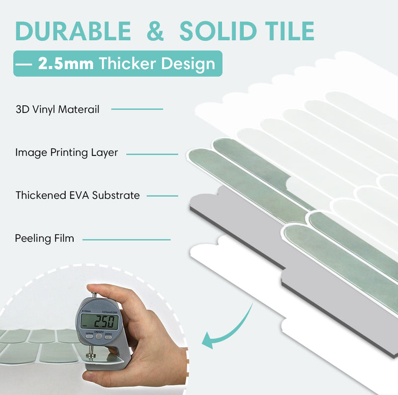 Sea Mist Green Fish Scale Peel and Stick Backsplash Tile - Thicker Design