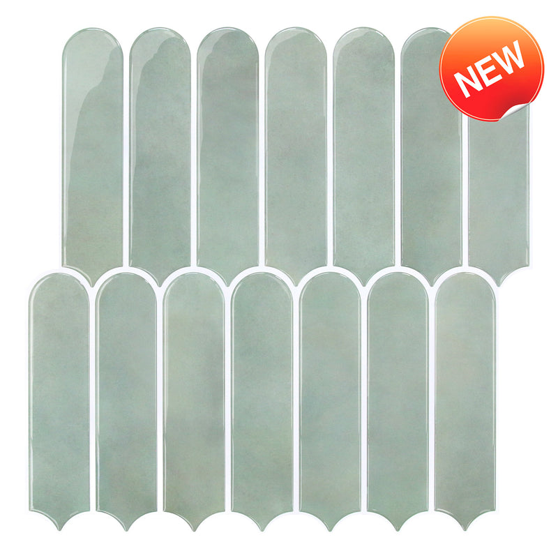 Sea Mist Green Fish Scale Peel and Stick Backsplash Tile - Thicker Design