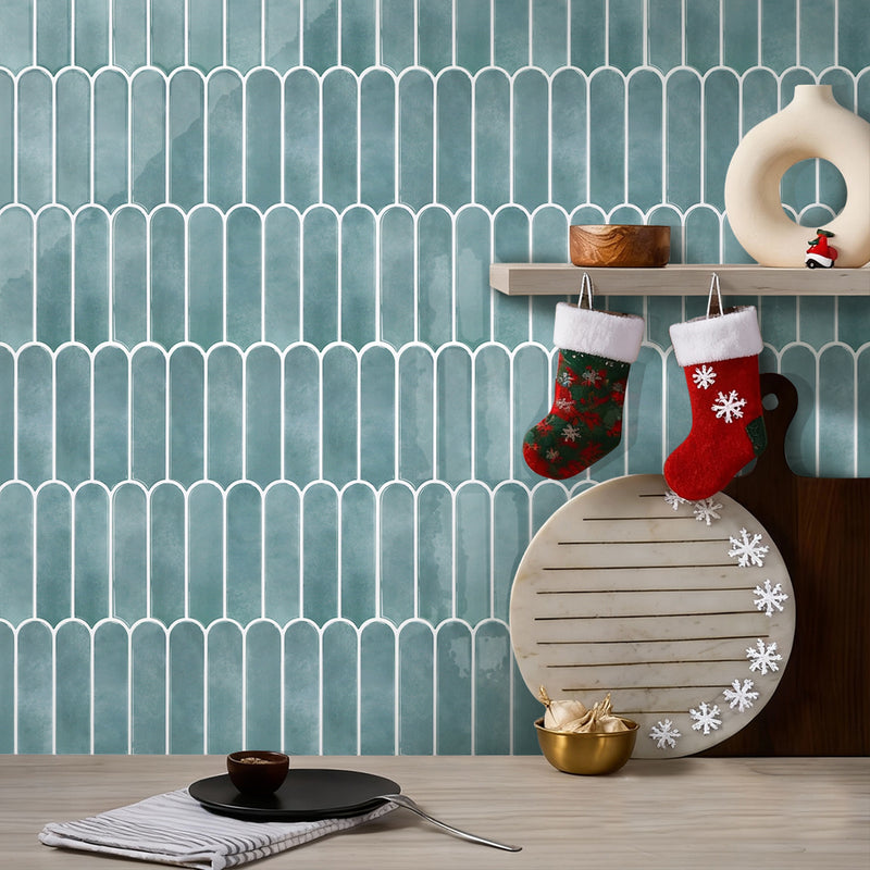 Ocean Mist Fish Scale Peel and Stick Backsplash Tile - Thicker Design