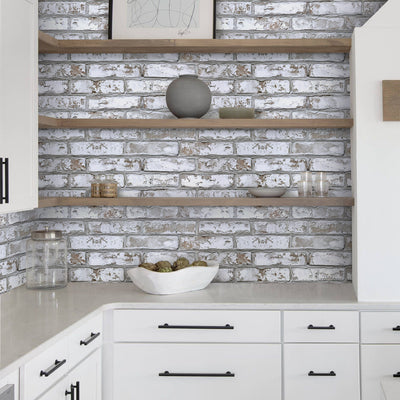 3D Rustic Whitewash Brick Wall Panels Peel and Stick -Large Size