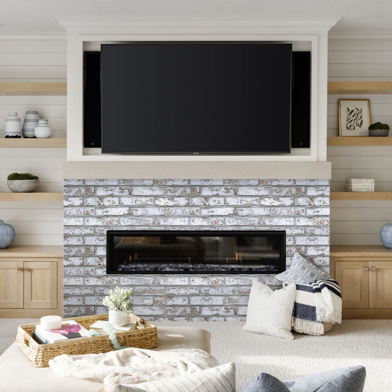 3D Rustic Whitewash Brick Wall Panels Peel and Stick -Large Size