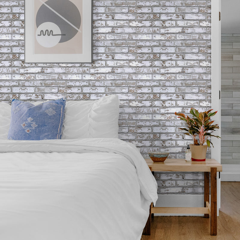 3D Rustic Whitewash Brick Wall Panels Peel and Stick -Large Size