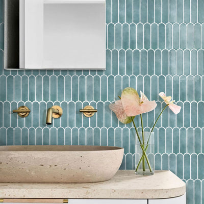 Ocean Mist Fish Scale Peel and Stick Backsplash Tile - Thicker Design
