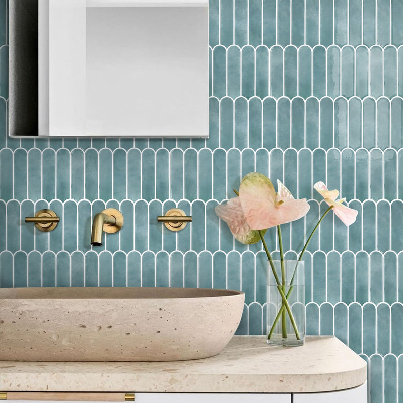 Ocean Mist Fish Scale Peel and Stick Backsplash Tile - Thicker Design