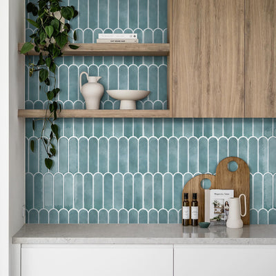 Ocean Mist Fish Scale Peel and Stick Backsplash Tile - Thicker Design