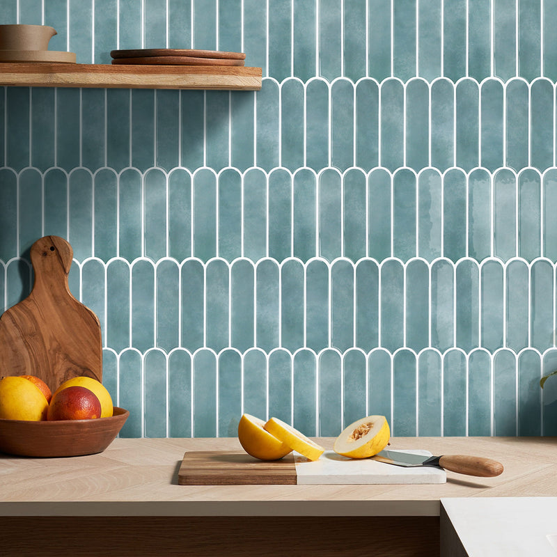 Ocean Mist Fish Scale Peel and Stick Backsplash Tile - Thicker Design