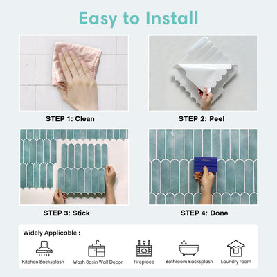 Ocean Mist Fish Scale Peel and Stick Backsplash Tile - Thicker Design
