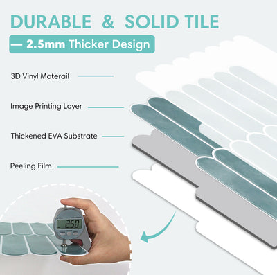Ocean Mist Fish Scale Peel and Stick Backsplash Tile - Thicker Design