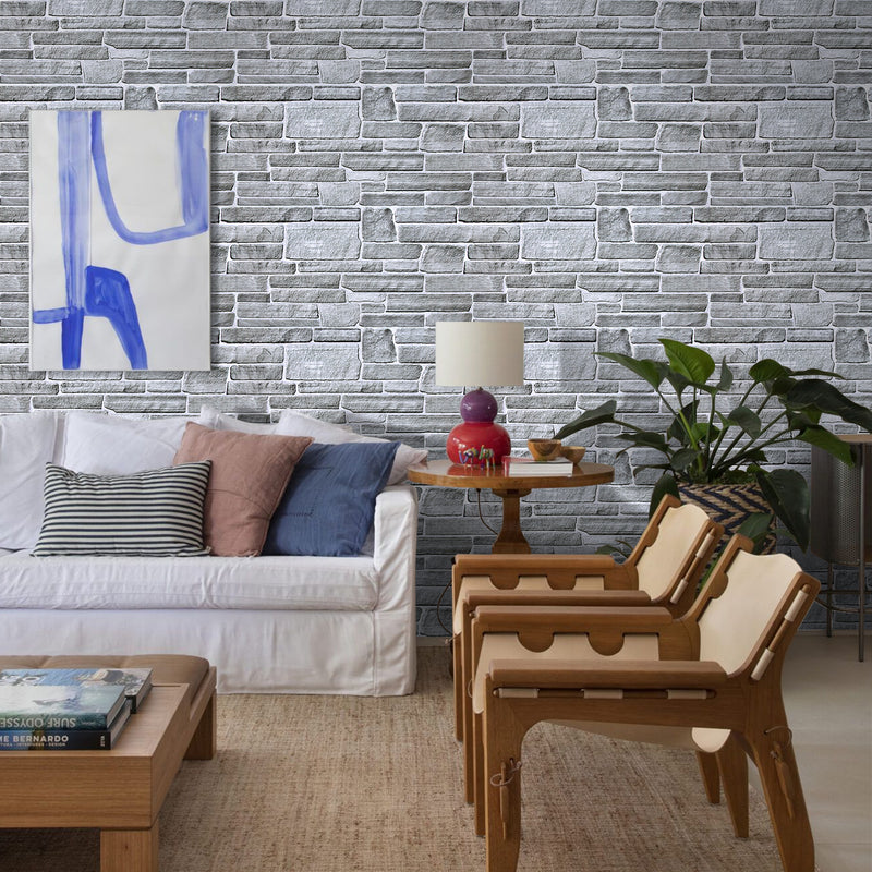 3D Grey Stone Wall Panels Peel and Stick -Large Size
