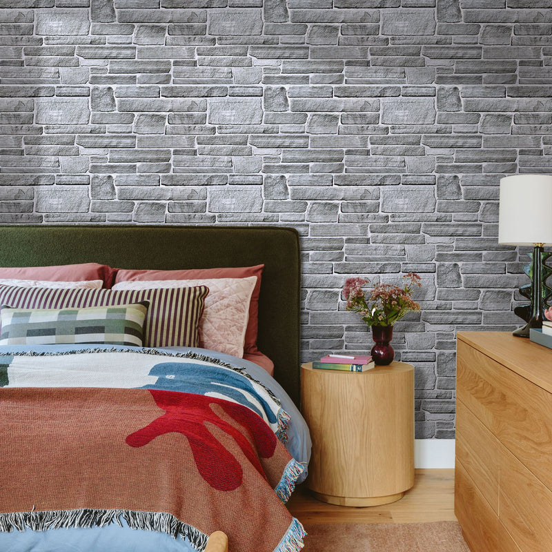 3D Grey Stone Wall Panels Peel and Stick -Large Size