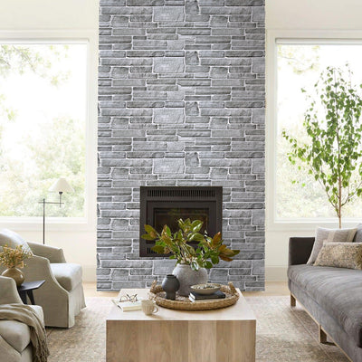 3D Grey Stone Wall Panels Peel and Stick -Large Size