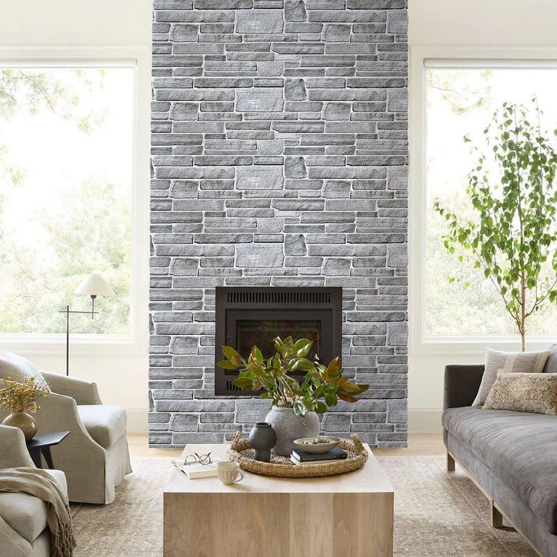 3D Grey Stone Wall Panels Peel and Stick -Large Size