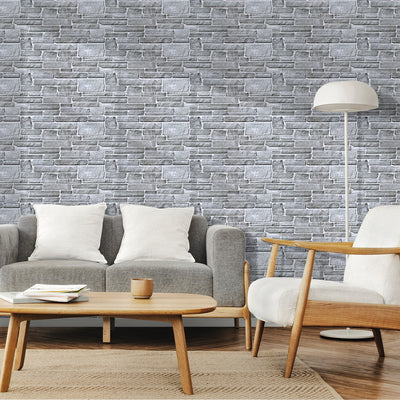 3D Grey Stone Wall Panels Peel and Stick -Large Size