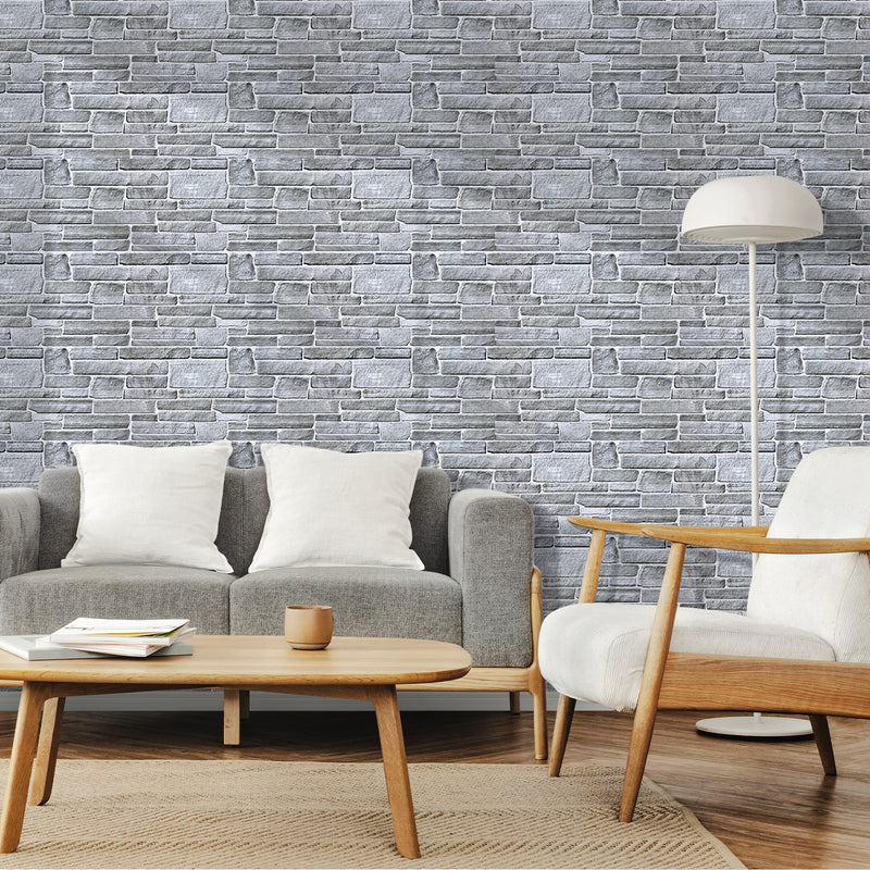 3D Grey Stone Wall Panels Peel and Stick -Large Size