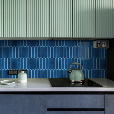 Drak Blue Fish Scale Peel and Stick Backsplash Tile - Thicker Design