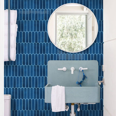 Drak Blue Fish Scale Peel and Stick Backsplash Tile - Thicker Design