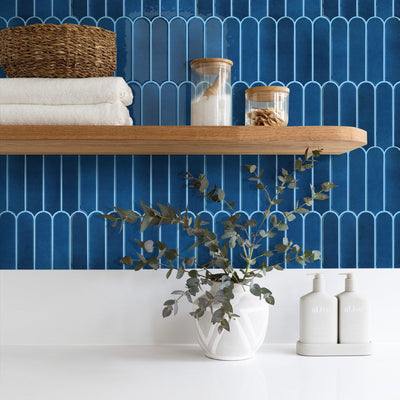 Drak Blue Fish Scale Peel and Stick Backsplash Tile - Thicker Design