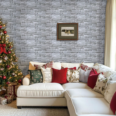 3D Grey Stone Wall Panels Peel and Stick -Large Size