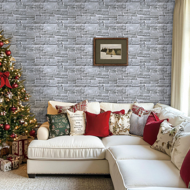 3D Grey Stone Wall Panels Peel and Stick -Large Size