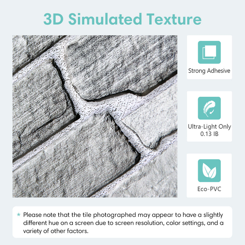 3D Grey Stone Wall Panels Peel and Stick -Large Size