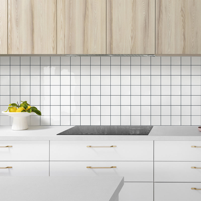 White and Black Small Square Peel and Stick Backsplash Tile