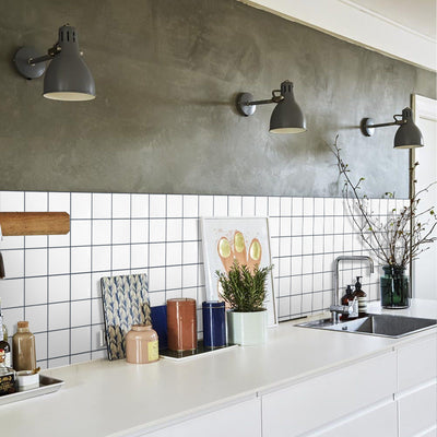 White and Black Small Square Peel and Stick Backsplash Tile