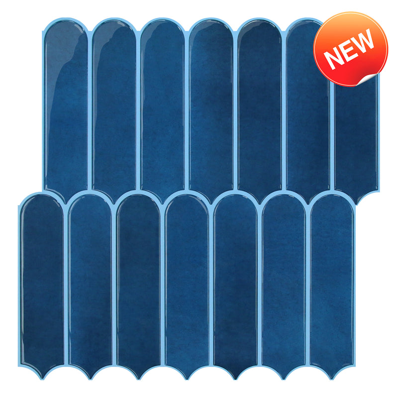 Drak Blue Fish Scale Peel and Stick Backsplash Tile - Thicker Design