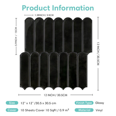 Black Fish Scale Peel and Stick Backsplash Tile - Thicker Design