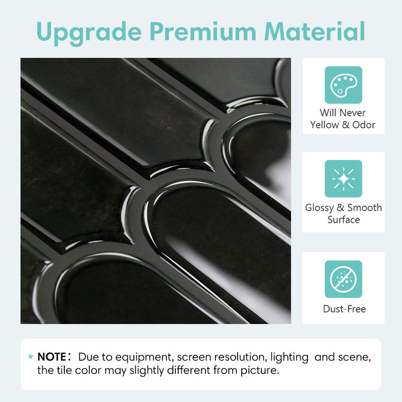 Black Fish Scale Peel and Stick Backsplash Tile - Thicker Design