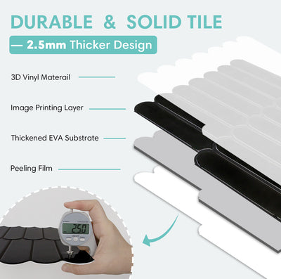 Black Fish Scale Peel and Stick Backsplash Tile - Thicker Design