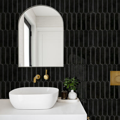 Black Fish Scale Peel and Stick Backsplash Tile - Thicker Design