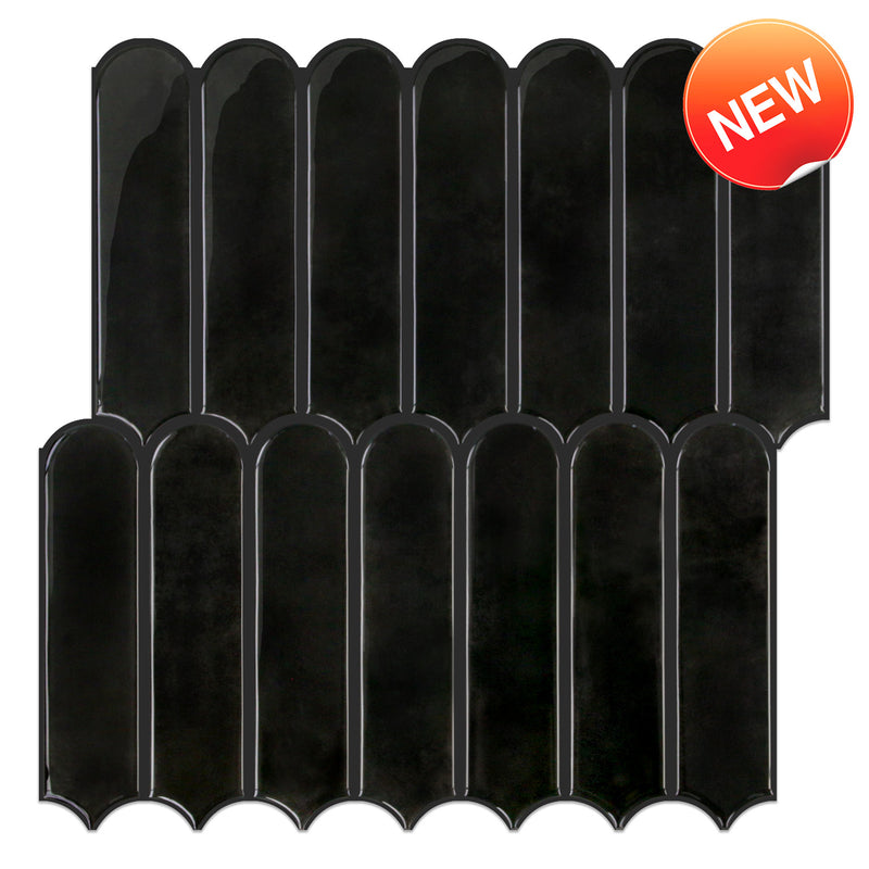 Black Fish Scale Peel and Stick Backsplash Tile - Thicker Design