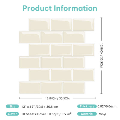 Light Yellow Subway Peel and Stick Backsplash Tile