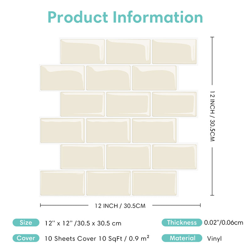 Light Yellow Subway Peel and Stick Backsplash Tile