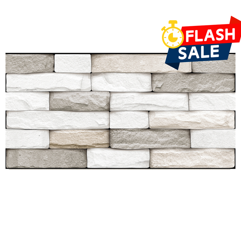 White and Gray Stone Peel and Stick Tile Stickers