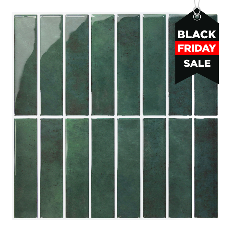 Forest Green Linear Peel and Stick Backsplash Tile