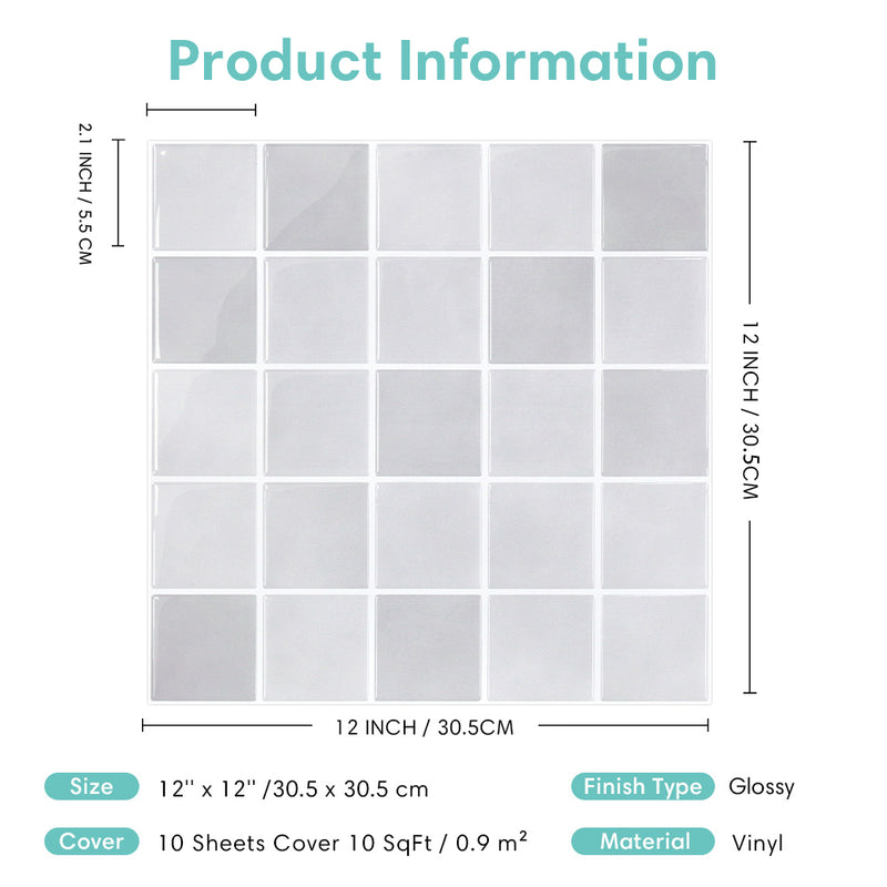 Gray Square Peel and Stick Backsplash Tile - Thicker Design