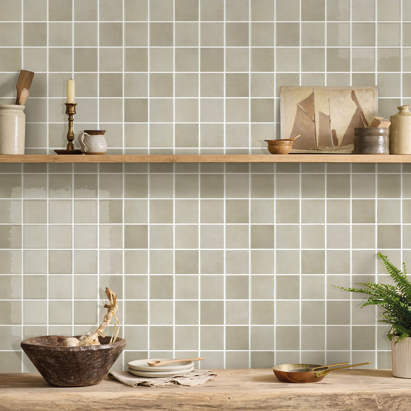 Greige Square Peel and Stick Backsplash Tile - Thicker Design
